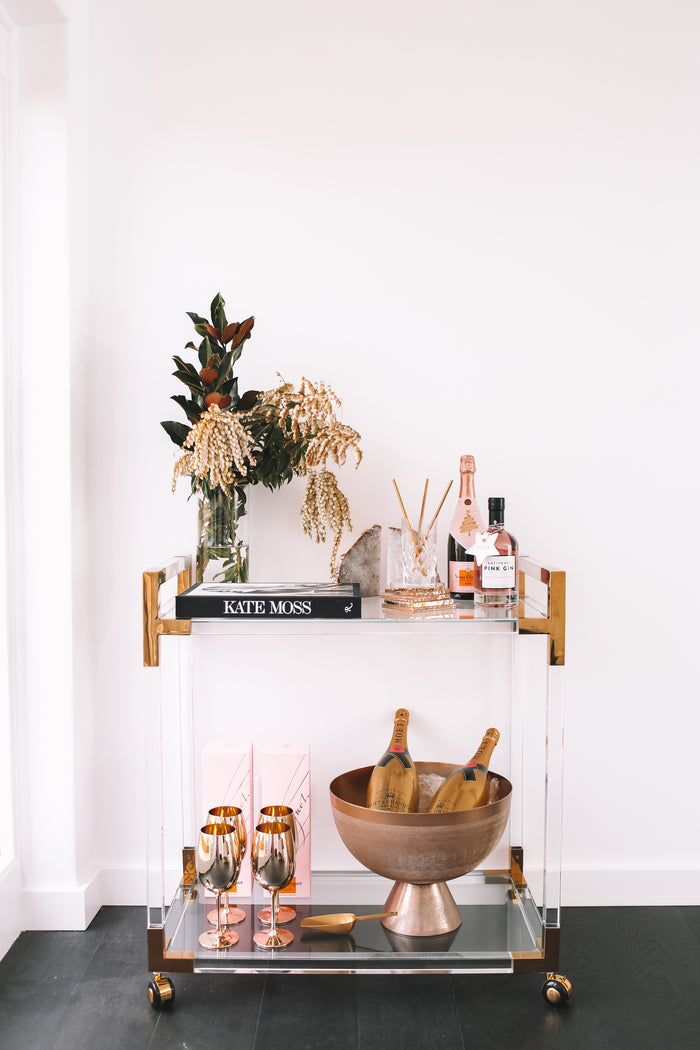 Brass and Acrylic Bar Cart